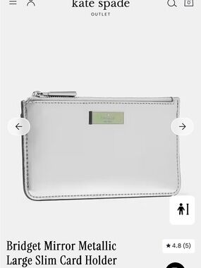 Kate Spade Bridgette mirror metallic large slim card holder NWT